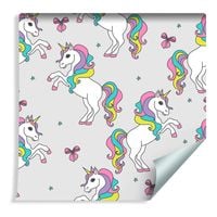 Tapeta Dla Dzieci Dla Dziewczynki - Tęczowe Jednorożce