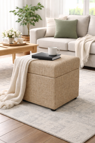 Pufa kwadratowa z pojemnikiem salon sypialnia 38x38x42 miodowa OTTO na Arena.pl