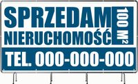 BANER REKLAMOWY oczkowany 100x50cm projekt w cenie SPRZEDAM NIERUCHOMOŚĆ