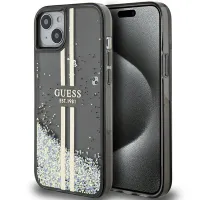 Etui Guess Liquid Glitter Gold Stripes na iPhone 15 Plus / 14 Plus - czarne