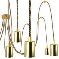 Lampa Wisząca Pająk 7 Złota Ze Złoto Czarnym Przewodem E27