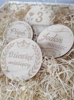 DREWNIANE KOŁA TABLICZKI miesiące Do Zdjęć Sesji Dziecka z grawerem