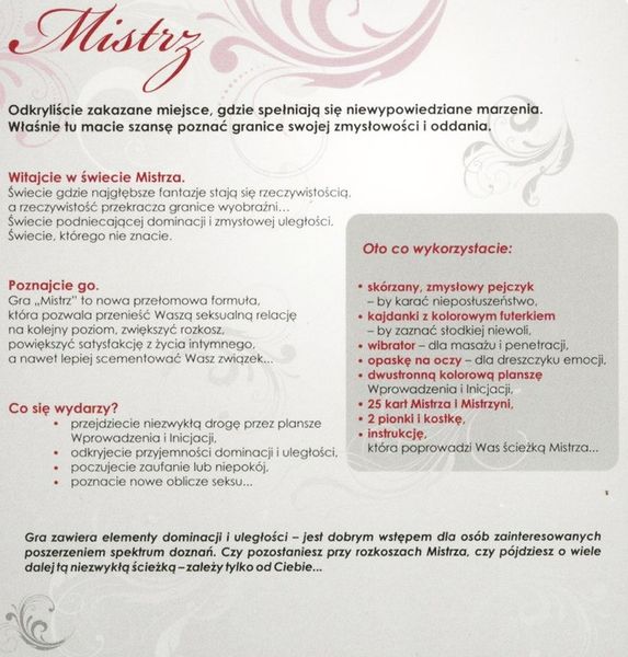 MISTRZ NAJNOWSZA GRA EROTYCZNA BDSM SOFT +GADŻETY zdjęcie 5
