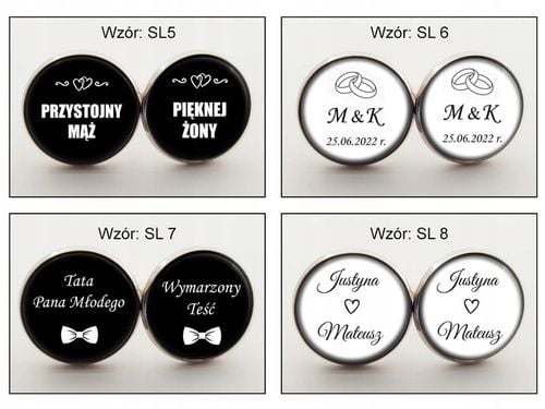 FINIA Spinki do Mankietów do z Datą Ślubu dla Pana Młodego Ślub Data na Arena.pl