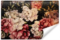 Fototapeta Do Salonu PIWONIE Kwiaty Ornamenty Styl Retro 400cm x 280cm