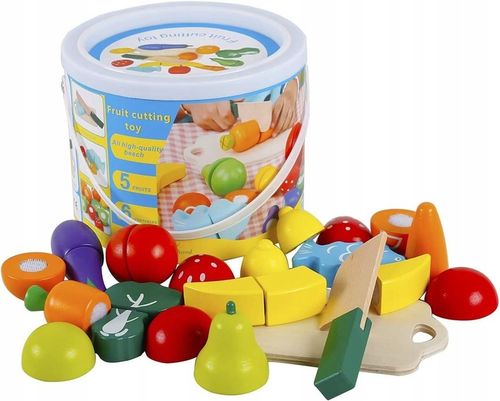 DREWNIANE OWOCE I WARZYWA DO KROJENIA NA RZEPY NÓŻ DESKA RZEP ZESTAW XL na Arena.pl
