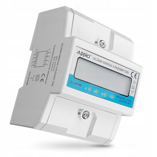 LICZNIK PRĄDU trójfazowy 3 fazy miernik energi na szynę DIN PRECYZYJNY 100A na Arena.pl