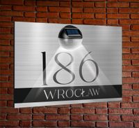 TABLICZKA ADRESOWA oświetlona numer domu dibond SREBRNA nierdzewna 40x30