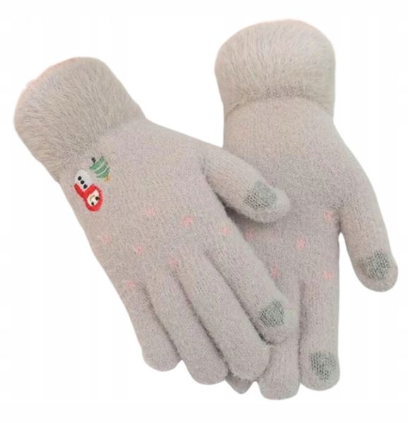 Ciepłe Dotykowe Rękawiczki Damskie Haftowane zdjęcie 2