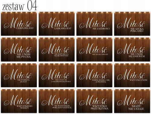 HYMN O MIŁOŚCI tabliczki 16 szt 20x30cm weselne na Arena.pl