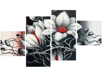 90CM 160 OBRAZ 4 ELEM KWIECISTA SZAROŚĆ ŚCIENNY