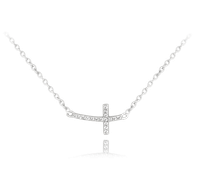 MINET Naszyjnik srebrny mały KRYŻYK z cyrkoniami