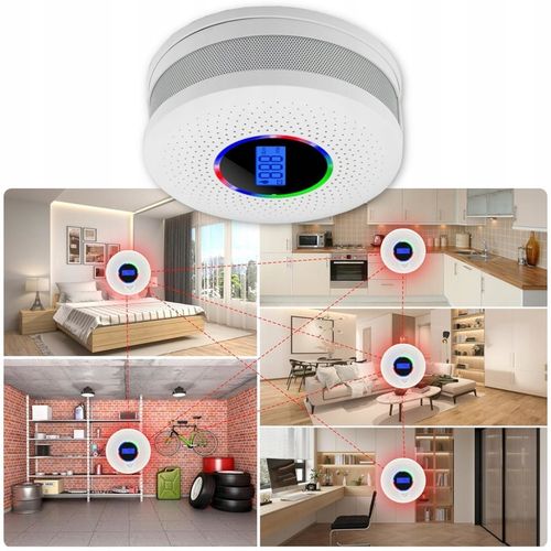 CZUJNIK CZADU I DYMU 2w1 detektor tlenku węgla LCD certyfikowany ALARM X 2 na Arena.pl
