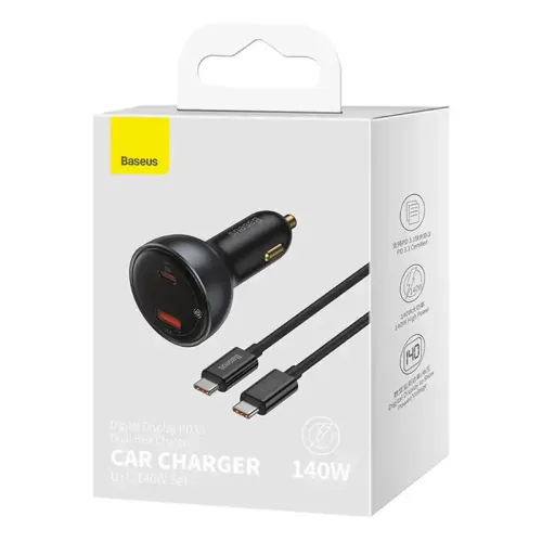 Ładowarka samochodowa Baseus Superme USB, USB-C, 140W (czarna) na Arena.pl