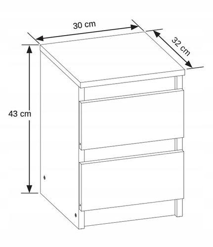 SZAFKA NOCNA WOTAN STOLIK NOCNY DWIE SZUFLADY 30cm SYPIALNIA SALON na Arena.pl