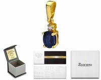 ZŁOTA ZAWIESZKA WISIOREK Z BRYLANTAMI I SZAFIREM