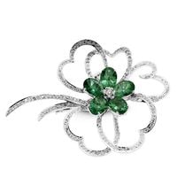 exclusive | broszka z białego złota 750 ze szmaragdami i diamentami