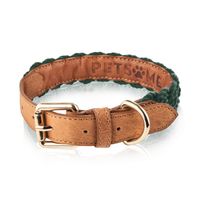 skórzana obroża dla psa rozmiar l pleciona petsome zielona 12p04l