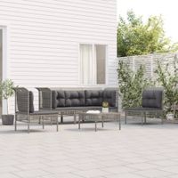 6-cz. zestaw wypoczynkowy do ogrodu, poduszki, szary, rattan PE