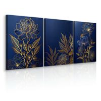 Obrazy Do Salonu Set Kwiaty Line-art Glamour Abstrakcja Natura 90cm x 40cm