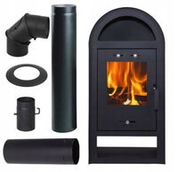 PIEC KOZA KOMINEK WOLNOSTOJĄCY STALOWY HESTIA + AKCESORIA KOMINKOWE ZESTAW