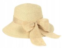 Kapelusz Damski Słomkowy Plażowy Elegancki Retro Vintage z Kokardą Letni 56