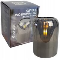 SZKLANA ŚWIECA WOSKOWA LED 10CM OZDOBA ŚWIECZKA Z EFEKTEM PŁOMIENIA R6