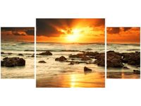 80X40CM WSCHÓD SŁOŃCA WZBURZONYM OCEANEM TRÓJ OBRAZ