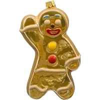 Bombka choinkowa szklana: Piernikowy ludzik: złoty