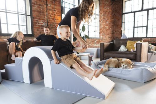 Mostek komplet 4 dużych klocków kształtek piankowych do żłobków przedszkoli na Arena.pl