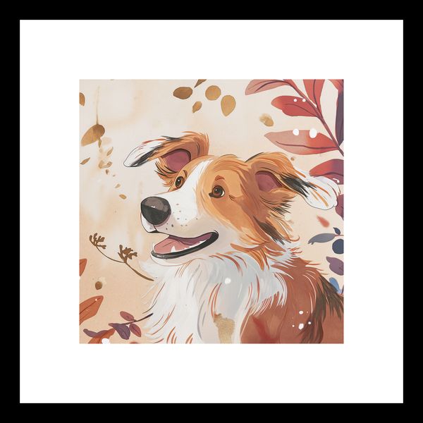 Plakat 20x20cm Collie Jesienną Porą zdjęcie 3