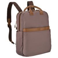 nylonowy, beżowy plecak damski na regulowanych szelkach zamykany suwakiem