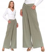 Spodnie Damskie z Szeroką Nogawką ZIELONY Wiskoza Eleganckie MORAJ - XL