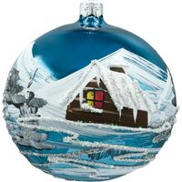 Bombka okrągła Zimowa Wioska: niebieska