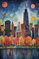 Plakat 20x30cm Panorama Malowniczego Miasta