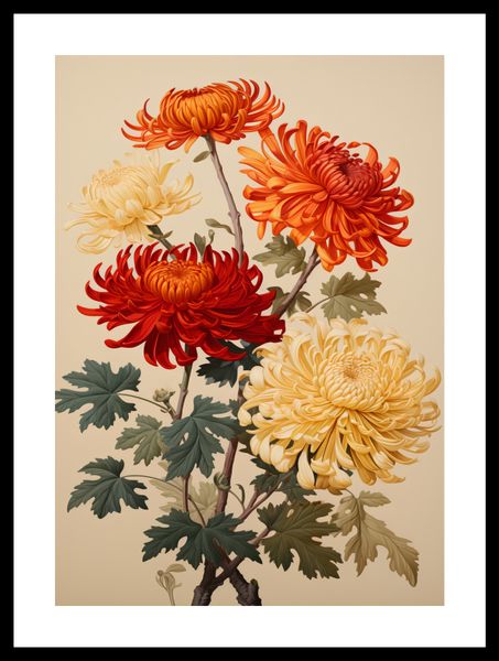 Plakat 29,7x42cm Tańczące Chryzantemy zdjęcie 3