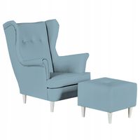 Fotel uszak skandynawski z podnóżkiem eko skóra Family Meble