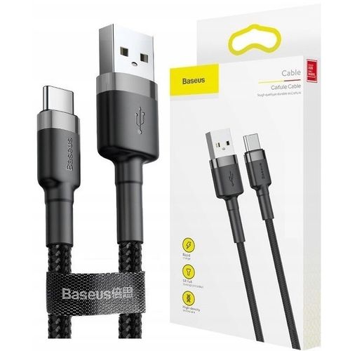 Mocny kabel USB-A - USB-C 2m Baseus w oplocie Szybkie ładowanie 2A typ C QC na Arena.pl