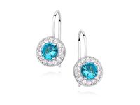 Eleganckie rodowane srebrne kolczyki z akwamarynową cyrkonią srebro 925 Z1348D_AQ
