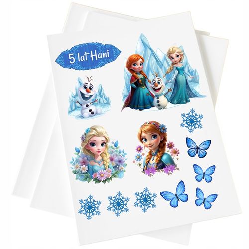 WYDRUK CUKROWY KRAINA LODU ANNA ELSA +TABLICZKA Z TEKSTEM DEKORACJA na tort na Arena.pl