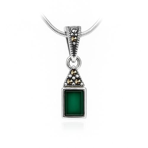 wisiorek srebrny z agatem zielonym i markazytami na Arena.pl