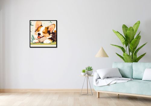Plakat 60x60cm Beztroski Corgi na Arena.pl