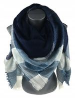 Jordan Collection - miękka i ciepła chusta krata granat biały 4# 140x140cm