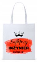 Torba Biała Eco Shopper Dla Inżyniera Prezent Z Nadrukiem Ze Zdjęciem