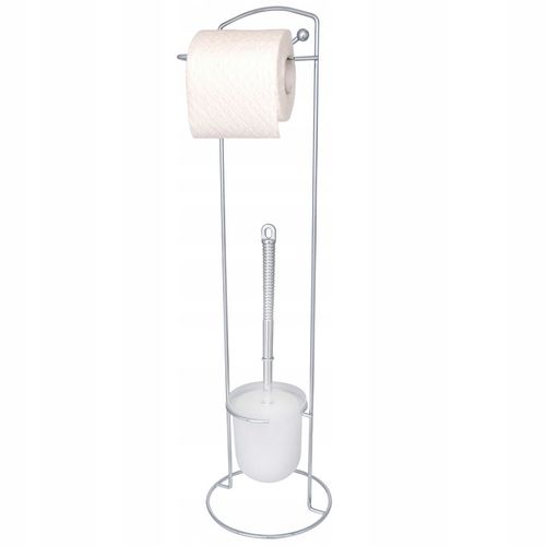 Stojak z uchwytem na papier toaletowy i szczotka do WC chrom srebrny na Arena.pl
