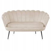 kanapa beżowa welurowa jasna sofa dwuosobowa tapicerowana furnitex