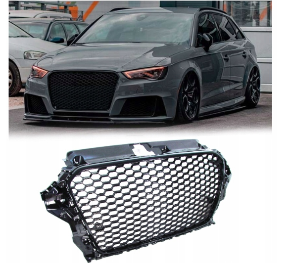 GRILL DO AUDI A3 OD 2012 DO 2016 RS3- OPTIK CZARNY POŁYSK PDC zdjęcie 1