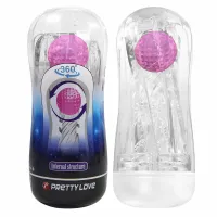 pretty love 360 transparent - teksturowany kubek intymny tpe, fioletowy