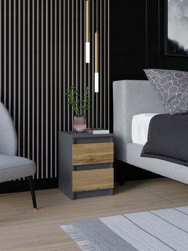 SZAFKA NOCNA ANTRACYT WOTAN STOLIK NOCNY DWIE SZUFLADY 30cm SYPIALNIA na Arena.pl