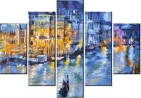 105CM 150CM OBRAZ 5 ELEM WENECJA NOCĄ DRUK